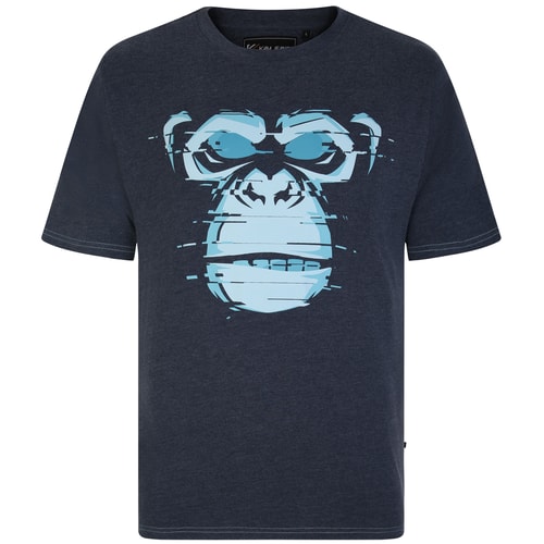 KAM Digital Gorilla Print T-Shirt Indigo Marl